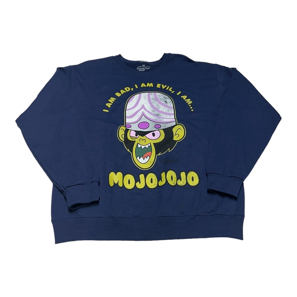 NWOT The Powerpuff Girls Mojo Jojo Navy Blue Crewneck Sweatshirt Bad Evil Size M